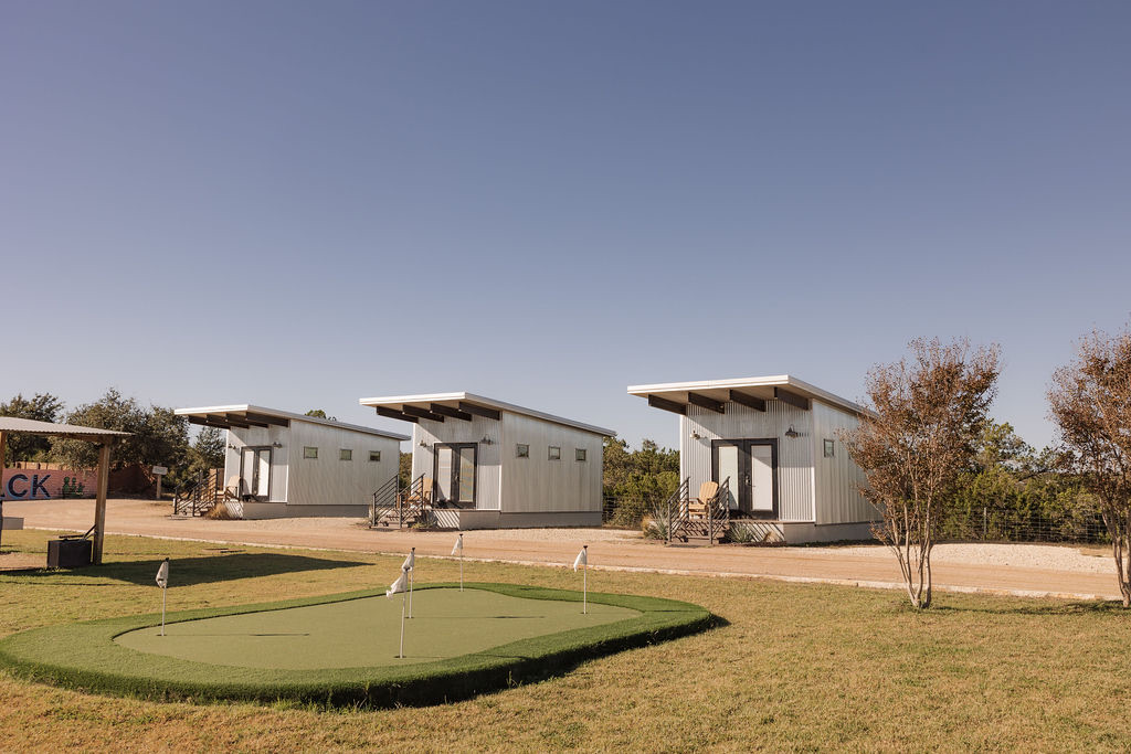 The cottages around the putting green